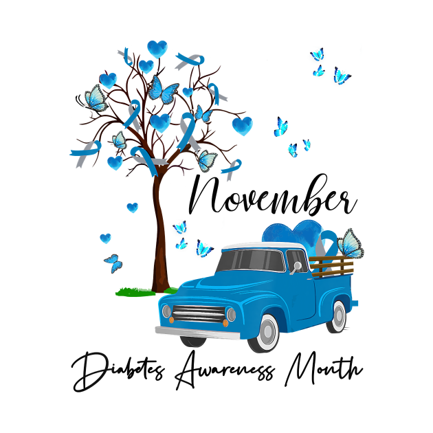 Discover Diabetes awareness Pumpkin Truck November We Wear Blue Diabetes Gift - Diabetes Awareness - T-Shirt