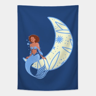 Little mermaid of the moon Tapestry