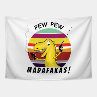 Pew Pew Madafakas, Crazy Retro Vintage Dinosaur Tapestry