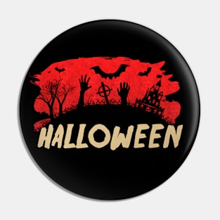 Scary Bloody Cemetery Halloween Undead Party Pin