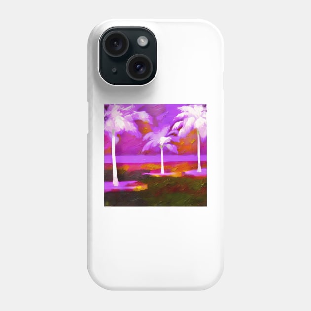 White Palms on Purple Phone Case by DANAROPER