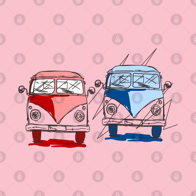 Red and blue coupel cars by dasveg