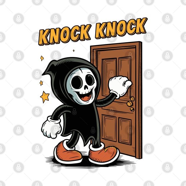 Funny Grim Reaper Knocking On A Door by Custom Prints HD