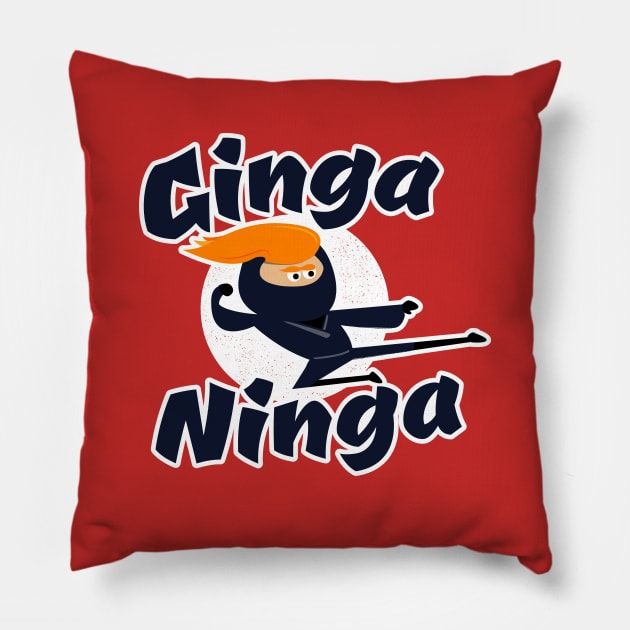 Ginga Ninja - Funny Redhead Ninja Pillow by propellerhead