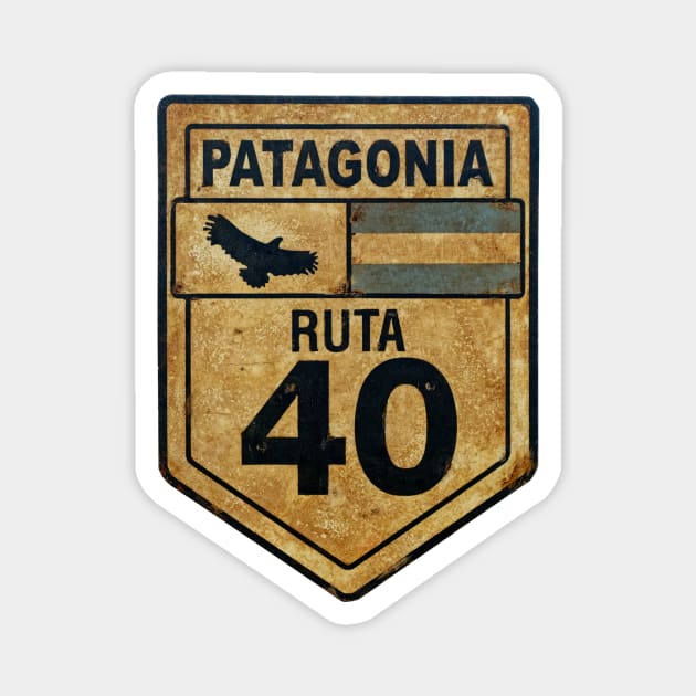 Vintage ruta 40 road sign Magnet by stevepaint