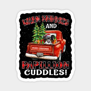 Warm Snuggles And Papillion Cuddles Truck Tree Christmas Gift Magnet