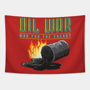 Pixel Oil War Art Tapestry