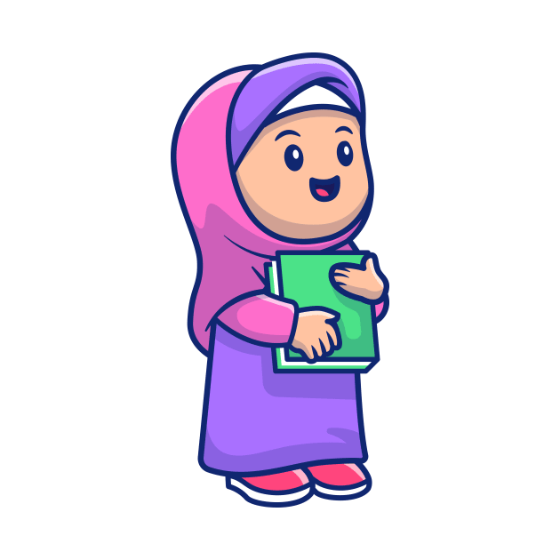 Cute girl moslem holding book by Catalyst Labs