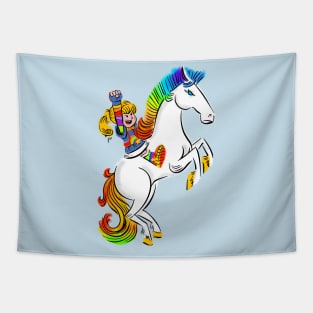 Brite Fight with Little Horse Rainbow Tapestry