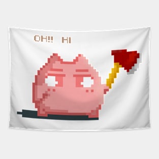 Pixel Art - Pink Momo Say "Hi" Tapestry