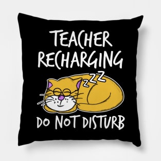 Teacher Recharging Funny Cat Sleeping Teachers Day Pillow