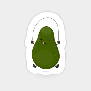 Cute avocado jump rope cartoon illustration Magnet