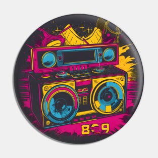 Ghetto Blaster Boom Box 80s Hip-Hop Stereo Pin