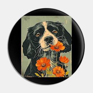 Cocker Spaniel Flowers Photo Art Design For Dog Onwer Pin