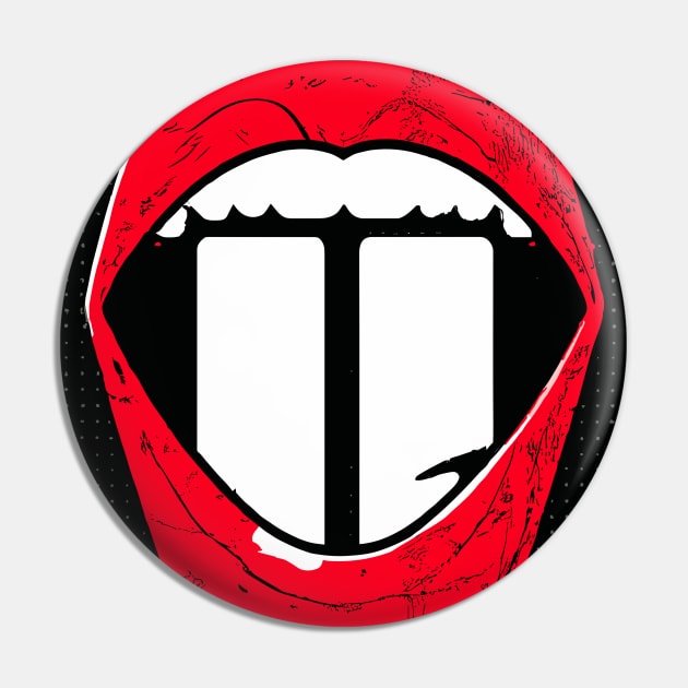 Red Lips White Tooth Pin by maxcode