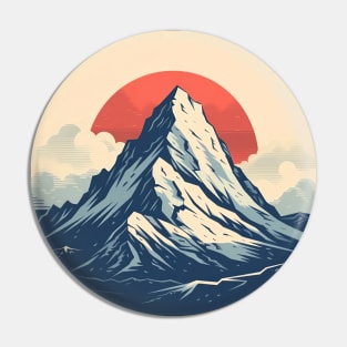 Mountain in Japan Red Sun Pin