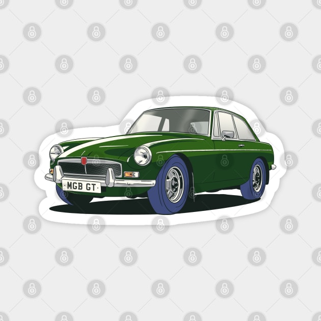 MGB GT Vintage Car in Green Magnet by Webazoot