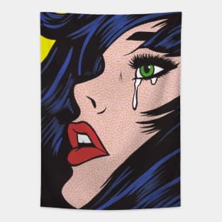 Sad Pop Art Woman Tapestry