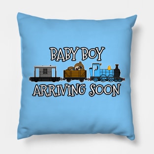 Pregnancy Announcement Steam Train, Baby Boy Arriving Soon Pillow