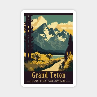 Grand Teton National Park Vintage Travel Poster Magnet