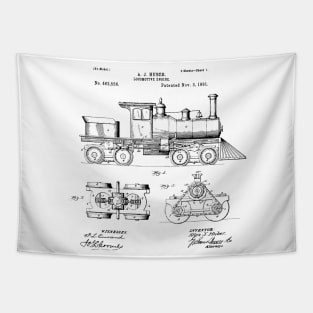 Locomotive engine 1891 Patent Locomotive Blueprint locomotive engine Patent Tapestry