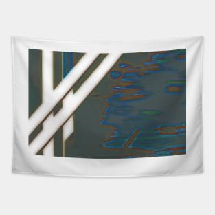 Bamboo grove Glowing at Night in Neon blue Tapestry