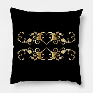 Elegant Ornamental Design in Gold Pillow