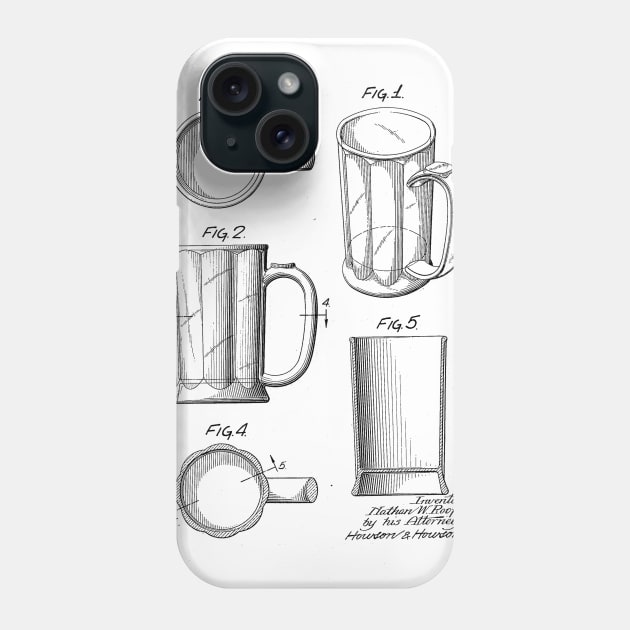 Beer Glass VINTAGE PATENT DRAWING Phone Case by skstring