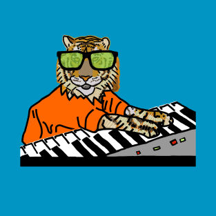 Cool Tiger With Glasses Makes Music T-Shirt