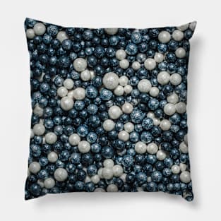 Black, White and Silver Sprinkle Spheres Candy Photograph Pillow