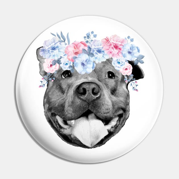 Pitbull Flowers Pin by PrettyPittieShop
