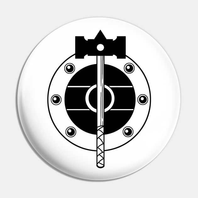 Hammer & Shield - Original Logo Banner Sigil - Dark Design for Light Fabrics Pin by Indi Martin