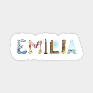 Emilia Personalized Beach Art Magnet