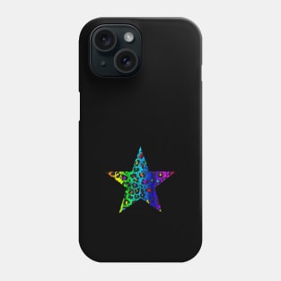 Distressed Dark Rainbow Leopard Print Star Phone Case