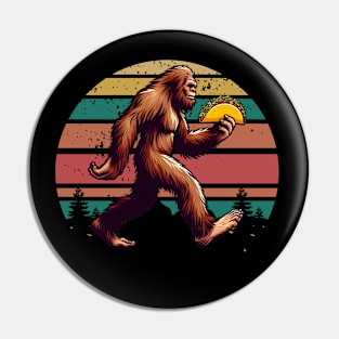 Bigfoot Carrying Taco Funny Cinco de Mayo Sasquatch Pin