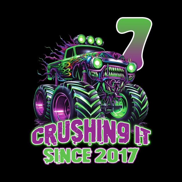 Monster Truck Birthday Tee 7th Birthday Boy Gift Awesome Since 2017 Tee Custom Monster Truck Tee by inksplashcreations