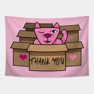 Cutie pink cat full of love and boxes Tapestry