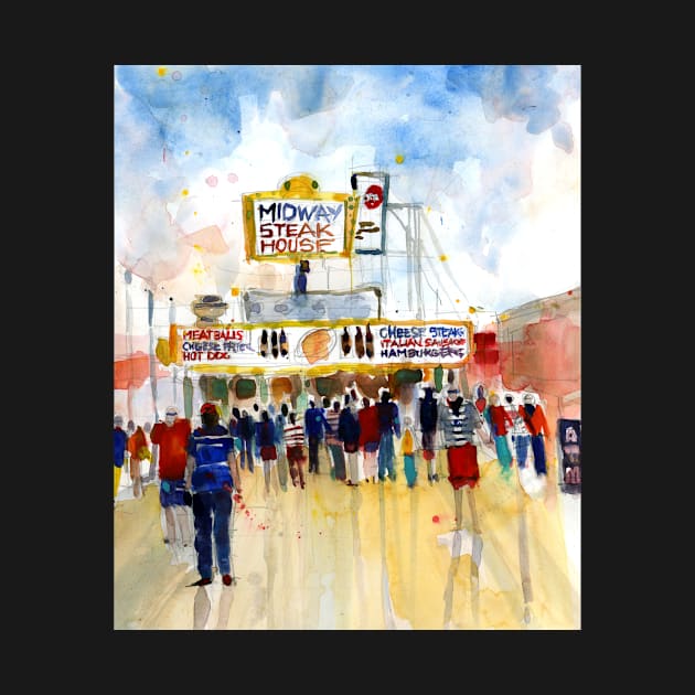 Jersey Shore - Seaside Heights - Watercolor - Boardwalk by dfrdesign