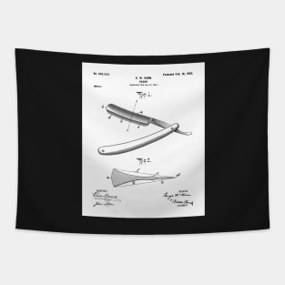 Straight Razor Patent - Stylist Barber Bathroom Decor Art - White Tapestry