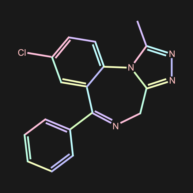 Xanax Kawaii Pastel Rainbow Molecule by ChemECool