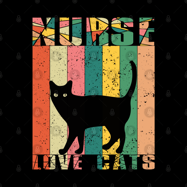 Nurse Who Loves Cats Retro Sunset by SbeenShirts