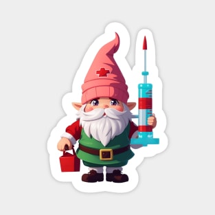 Christmas Nurse Santa Gnome Magnet