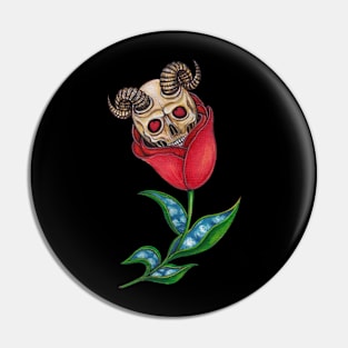 Surrealist flower and demon skull. Pin