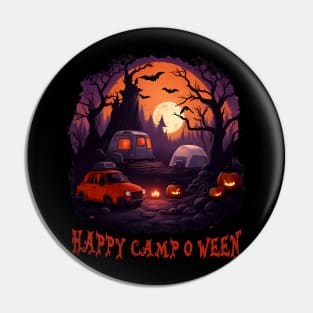 Happy Camp O Ween Camping Halloween Costume Pumpkin Pin