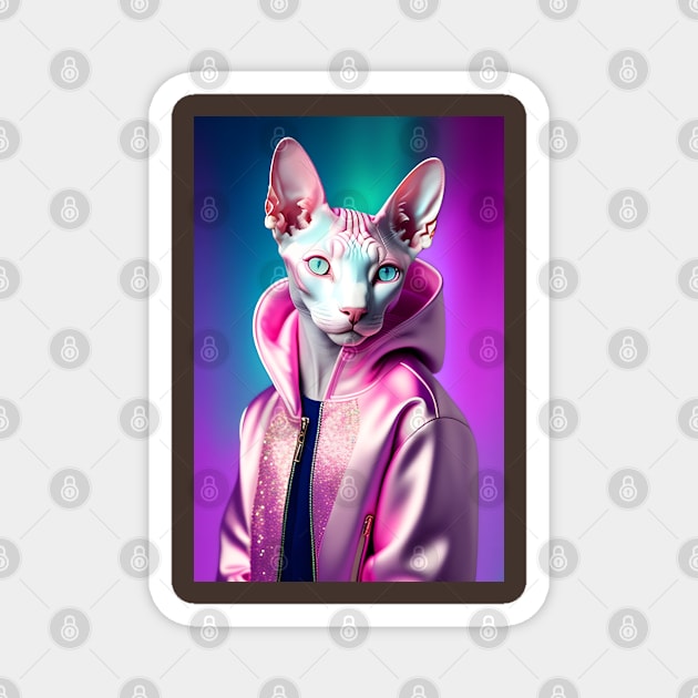 Sphynx Cat - Modern Digital Art Magnet by Ai-michiart