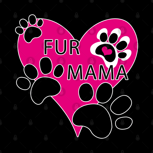 Fur Mama Pink Heart Paw Prints by TLSDesigns