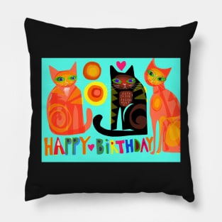 Happy Birthday cats Pillow