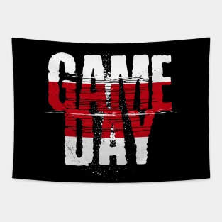 Red and Black Gameday // Grunge Vintage Football Game Day Tapestry