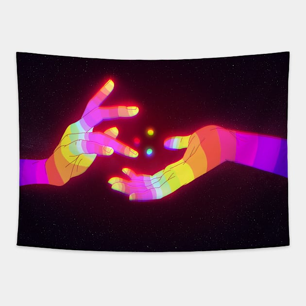 Psychedelic Energy Hands #1 Tapestry by PHAZED