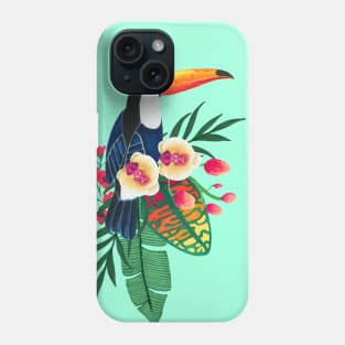 Tropical bird and flowers Phone Case